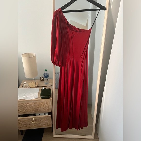 Reformation Lawrence one shoulder midi dress red Sz S/2 - Picture 5 of 5